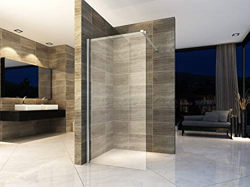 Walk In Dusche Begehbare Duschwand Glas Duschabtrennung Duschtrennwand Glastrennwand Glaswand mit NANO-Beschichtung (BxH) 800 x 2000 mm