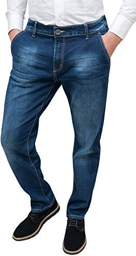 Evoga Jeans Pantaloni Uomo Blu Denim Casual Tasca America in Cotone (56, Blu Scuro)