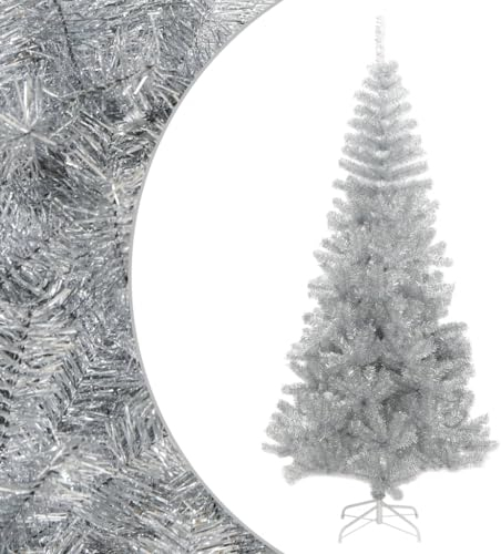 vidaXL Künstlicher Weihnachtsbaum mit Ständer Christbaum Tannenbaum Dekobaum Kunstbaum Weihnachten Dekoration Weihnachtsdeko Silbern 180cm PET
