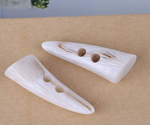 LUMoony MoonyLI 4Pcs Resin Toggle Buttons Horn Imitation Tooth Toggle Buttons Zwei Löcher Horn Zahnform Harzknöpfe Nähen Craft DIY Zubehör 5,5 * 2cm