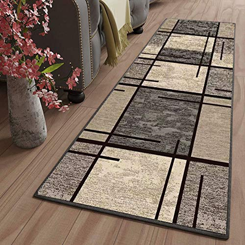 Tapis Salle de Bain Moderne Lavable antiderapant Long Motifs Géométriques paillasson Exterieur pour Les Chambres Jeunes Adulte Fille Garcon ado, 50x180cm Color12