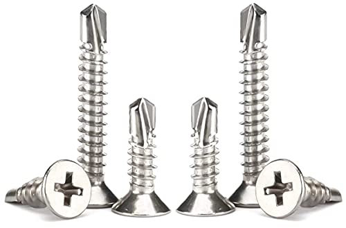 ANSIEDIO Vis Autoforeuse - Vis à Tôle Auto-Perceuses à Tête Phillips Plate Vis Inox M3.9×32mm,50 pcs