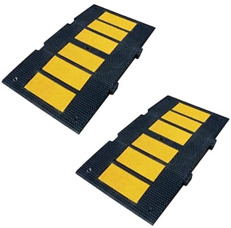 PARKING FACIL - Banda Reductora de Velocidad Vial de Caucho - Badenes para Garajes, Aparcamientos, Carreteras, Almacenes, etc. - Tamaño: 5x90x50 cm - Incluye tornillería - 2 Unidades