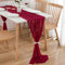 CHUQING Chiffon Tischläufer Rot Tischläufer Hochzeit Tischdeko 3m Weinrot Bordeaux Tischband Waschbar