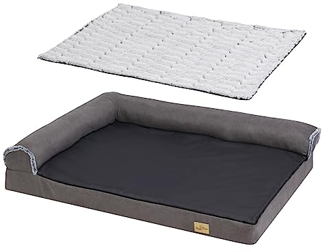 BingoPaw Hundebett Grosse Hunde Orthopädisch: Hundekissen Waschbar Abnehmbar Ergonomisch Hundesofa - Hundekorb mit Schaummatratze rutschfeste Hundematte - Hundecouch Grau in Größe XL 120x90x25cm