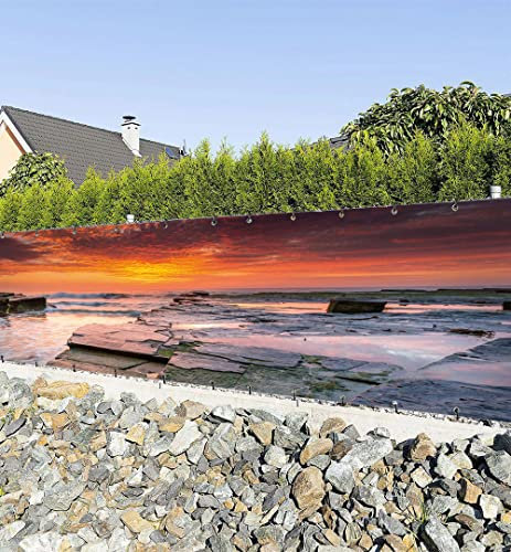 MyMaxxi Zaunbanner Sichtschutz - Sonnige Bucht Meer - Abdeckung für Terrasse Zaun - Windschutz Sonnenschutz Blickdicht - Zaunverkleidung wetterfest -