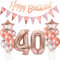 Deko 40. Geburtstag Frauen Rosegold - Luftballons, Girlande, Banner - Dekoration für 40 Jahre