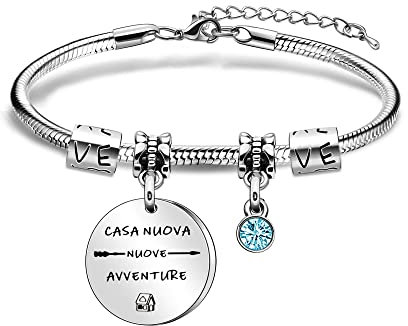 Sorelle Migliore Amico Bracciali da Donna Regalo Per Compleanno Laurea Acciaio Ciondolo con IncisoneCasa Nuova, Nuove Avventure
