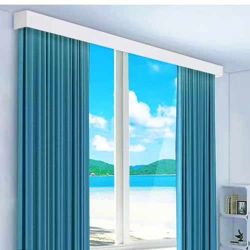 tipace Curtain Single Track and Valance, Optional Ceiling Mounted or Wall Mounted Curtain Rail for Living Room Bedroom Room Divider, Custom track length (White)