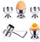 Stainless Steel Egg Cups, Breakfast Tray Egg Cup Holder, 4 Pieces Egg Holder Set, Small Wine Glass Shape, Comes with an Egg Opener