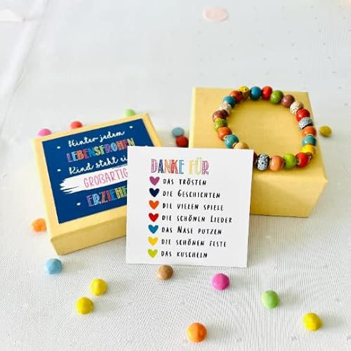 Geschenk Kindergarten Erzieherinnen Kindergartenzeit WEIHNACHTEN Perlenarmband Regenbogen