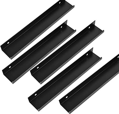 JNRFTY 5 Stück Schwarz Griffe Versteckt Modernes Möbelgriffe Küchengriffe Griffe schubladengriffe Aluminium Mit Schrauben Küche Griffe Gesamtlänge 500MM