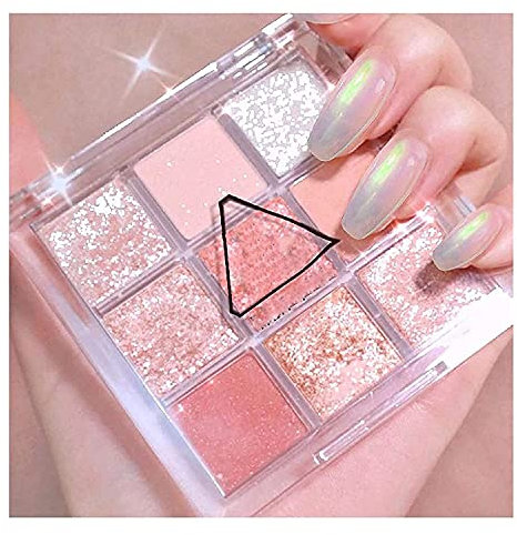Eyeshadow Palette Makeup-Matte Shimmer 9 Colors-Highly Pigmented-Waterproof Long Lasting Pigmented Eyeshadow Powder Cosmetics. (Pink)