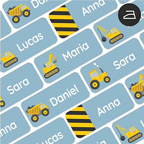 My Nametags® 56 Iron On Name Labels for Clothes | Waterproof & Washable Name Tags for Clothes & School Uniforms | Clothing Labels for Kids, School, Nursery, Kindergarten & Care Homes - Construction