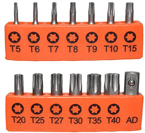 14pcs Set 25mm for TORX Screwdriver Bits with Hole T5-T40 Electric Screw Driver, Precision Screwdriver Set,Security Screwdriver bit Set