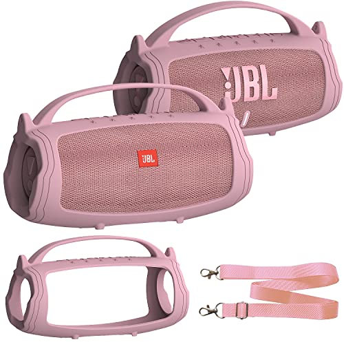 XEGIMOR Silikon-Schutzhülle kompatibel mit JBL Charge 4/5 tragbaren Bluetooth-Lautsprecher, weiche Schutzhülle für JBL Charge 4/5 Bluetooth-Lautsprecher-Zubehör (rosa Hülle, nicht für WLAN-Version)