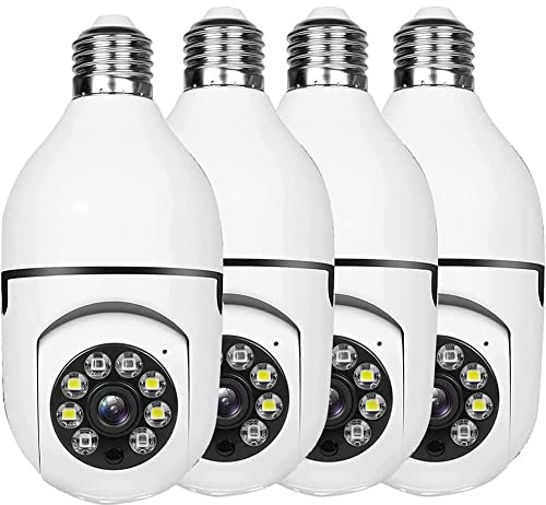 BRIUERG Lot de 4 CaméRas de SéCurité à Ampoule D'ExtéRieur, CaméRa de SéCurité à Prise de LumièRe Wifi 2.4G, Ampoule de CaméRa de SéCurité à L'ExtéRieur