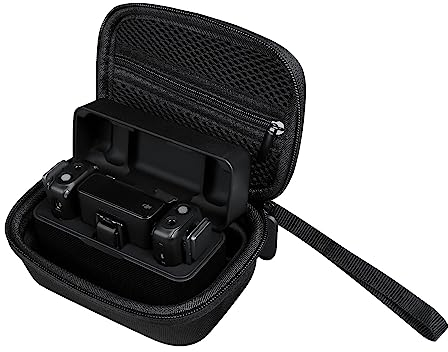 JOYSOG Wireless Lavalier Microphone Storage Bag for DJI Mic, 2-in-1 Large Capacity Portable Travel Hard Shell Carrying Case with Mesh Pocket and Carabiner (Black)