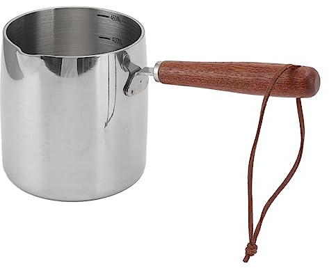 Butterwärmerpfanne, Induktionsboden Multifunktionale Edelstahl Milch Wärmerpfanne mit Holzgriff für Butterschokolade Stücke