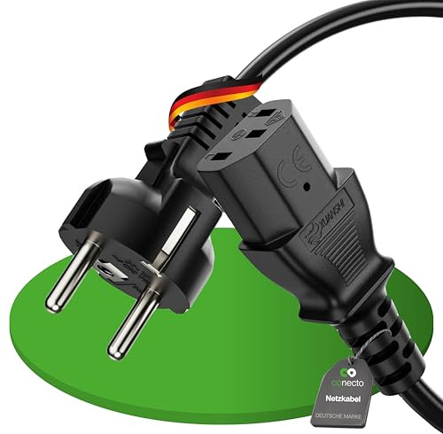 conecto Kaltgerätekabel Stromkabel Netzkabel C13 3-polig Schutzkontakt 5m | Schwarzes Netzkabel für Monitor, PC, Drucker, Beamer und Spielekonsolen mit Schutzkontakt Stecker auf IEC C13 Buchse