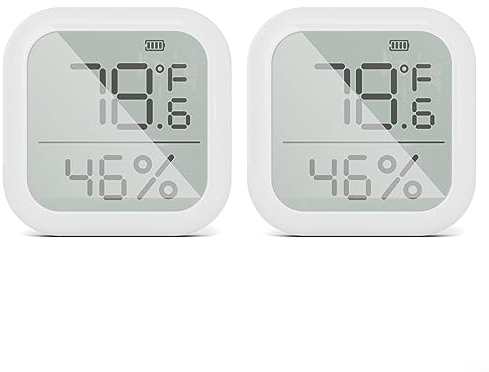 Donkivvy Zigbee Thermometer Hygrometer, Smart Fernbedienung, Klimaanlagensteuerung, 2 Stück Zigbee LCD Smart Thermometer Hygrometer Sensor,Zigbee Hub Erforderlich, Kompatibel mit Home Assistant B