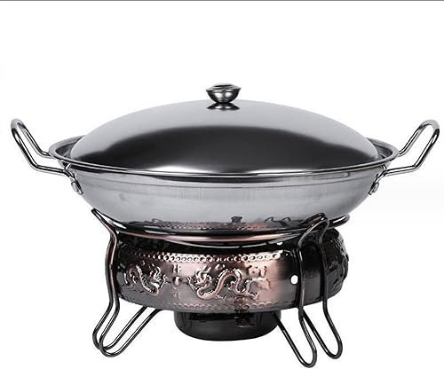 Vnook Outdoor Edelstahl Alkoholkocher Pastenbrenner,Campingofen Spiritus Kocher Utensilien für Innenraum Mini Alkohol Herd Spiritusbrenner mit Suppentopf Zum Camping Und Innenraum (Size : 26cm)