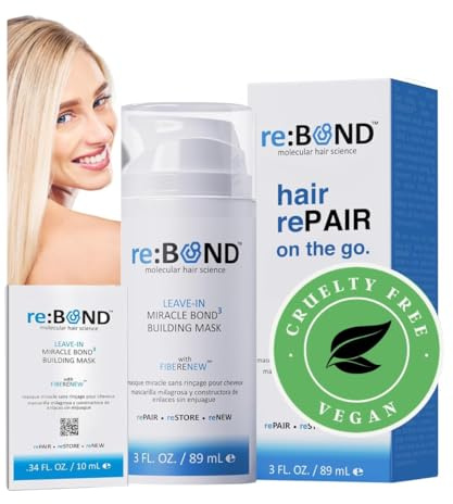 reBOND Molecular Hair Science Leave-in Miracle Bond Building Mask - 4 Minuten Repair Treatment Deep Conditioning for Damaged, Dry, Colored, Curly, Frizzy oder Bleached Hair Set beinhaltet: 100 ml +