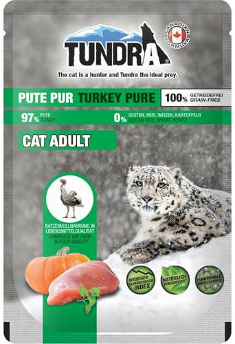 Tundra Katzenfutter Pute Pur, Nassfutter, Pouchbeutel 16 x 85 g