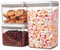 ODOROKU 3 Piece Pop Up Plastic Food Container Sets, Airtight Food Storage Containers with Lids, BPA-Free Air Tight Stackable Dry Cereal Snacks Container, Kitchen Pantry Organization Storage