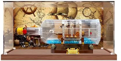 Display Case Transparent,Dustproof Acrylic Display Box for Models Collectables for 21313 Ship in a bottle Building Block Kit,Compatible with Lego (Only Display Case) A,3MM