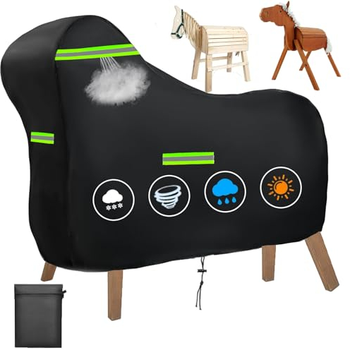 ytwkafa Holzpferd Abdeckung, 600D Oxford-Gewebe Holzpferd FüR DraußEn Abdeckplane Wasserdicht, Wasserdicht Und ReißFest Holzpferd ZubehöR Abdeckplane, Holzpferd Abdeckung Outdoor (140x100x130cm)