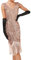 KBOPLEMQ Gatsby Costume Charleston pour femme - Robe à paillettes années 1920 - Col en V - Longueur genou - Robe à franges - Robe de cocktail - Robe de soirée, O rose., XXL