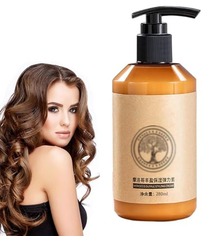 Shiren Zhuangshu Lockiges Haar, Long-lasting Styling Moroccan Volume Moisturizing Elasticity, Shiren Zhuangshu Lockiges Haar, für trockene, Beschädigte Bounce-Curl-Haarpflege 280ml