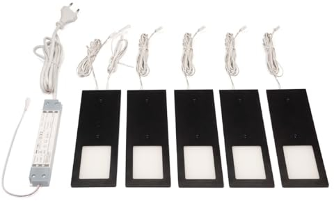 L&S Unterbauleuchte LED Schrankbeleuchtung 5 Stück Neutralweiß Touch-Dimmfunktion schwarz seidenmatt, 5995444