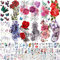 66 Blatt Aquarell Rosen Blumen Temporäre Tattoos Damen Frauen Kinder Klebetattoos Erwachsene, 3D Lavendel Schmetterling Fake Tattoos Mädchen, Realistisch Bunt Pfingstrosen Blume Tattoo Aufkleber Sets