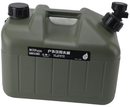 SIXRUN Récipient de Stockage d'eau, Récipient d'eau de Camping 10L Grande capacité carré Vert Voiture Stockage d'eau Cruche avec Robinet