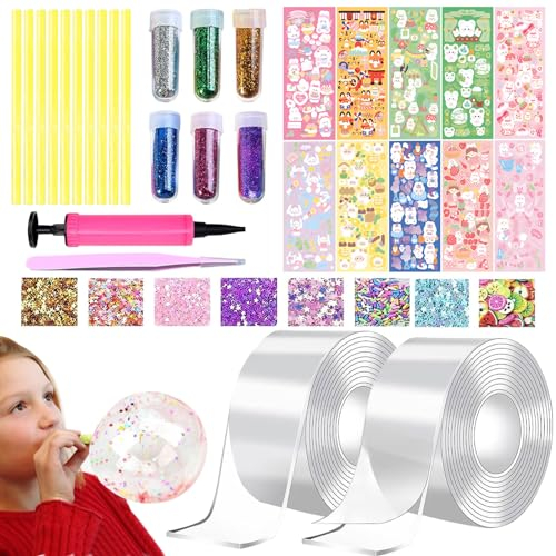 Giugio Set de 38 piezas de cinta nano burbuja, set de cinta adhesiva de doble cara para manualidades DIY, cinta para hacer pompas, cinta acolchada inflable, cinta nano adhesiva sin marcas con pegatina