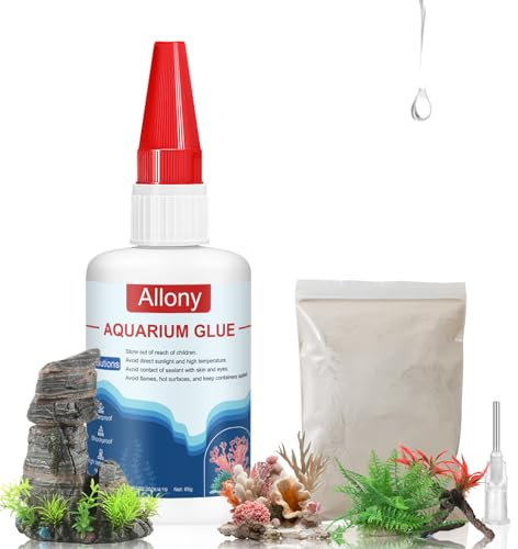 Allony Aquarium Glue, Aquarium Glue Plants for Rocks, Aquascaping Clear Sealant, Fast Curing, Suitable for Driftwood, Stone and Aquatic Plants-60g (A)