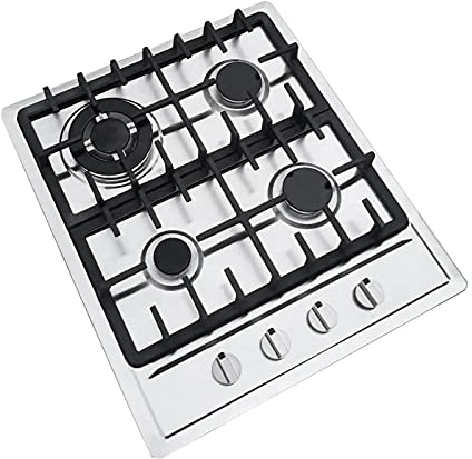 Cuisinière à gaz intégrée à 4 brûleurs, pour cuisiniers professionnels, usage domestique, en acier inoxydable, gaz naturel, gaz propane, avec supports en fer, 51 x 59 cm