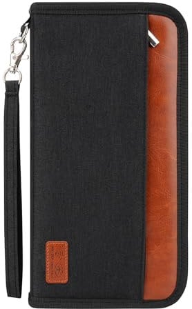 Boonbery Reisepass Organizer Familie Reisepass Tasche mit RFID-Blocker, Reiseunterlagen Organizer Tragbare Reisepasshülle Ausweistasche für Damen und Herren