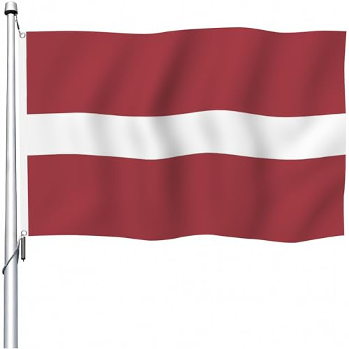 Aoihrraan Lettland Flagge 30x45cm Doppelseitige Lettische Flaggen Banner Für Outdoor-Feiern Haus Garten Veranda Party Dekoration Fahnen Mit 2 Stabilen Ösen Präzision Maschine Genäht