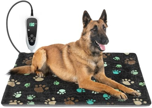 GOLOPET Large Dog Heating Pad 36x24 in Puppy Heating Pad Mat,Waterproof Smart Thermostat Switch, Whelping Supplies Heated Dog Bed,Adding Wire Rope Wires -Whelping Box for Dogs with Plush Fabric Cover