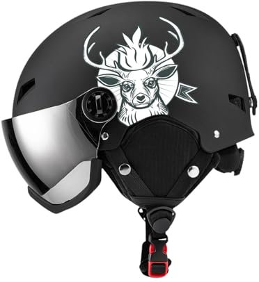 Perfeclan Snow Helmet Sports Visor with Wide Angle Antifogging Skin-friendly Solid Warm Snow Goggles Head Protector for Skiing Outdoor, BLACK, L