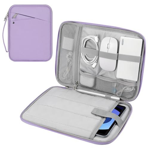 MoKo Housse de Protection 9-11 Pouces avec Poignée, Sac de Voyage Rembourré pour Nouvel iPad Air 11 Pouces M3 2025, iPad A16 11, iPad Pro 11 M4, iPad 10/9/8/7, Tab S9/S8 11, Violet