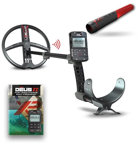 XP Metal Detectors Deus II - Pack avec disque FMF de 28cm et pinpointer MI-6 - Étanche et entièrement sans fil - avec télécommande et canne S-Telescopic (DEUS2-28FMFRCFE + MI-6)