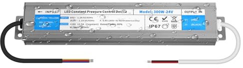 YOODI 24V Alimentatore 300W 12,5A Driver LED IP67 Impermeabile Trasformatore AC 220V a DC 24V Ultra Fino Senza Sfarfallio Adattatore Power Supply per Strisce Lampada Faretti LED