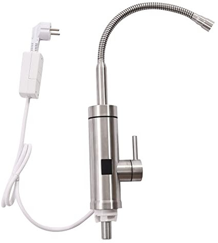 Robinet Électrique avec LED Affichage et Chauffe-eau Instantané Rotation à 360 Degrés Buse Amovible Double Utilisation Chaude et Froide pour Cuisine, Jardin, Salle de Bain, Caravane, Camping