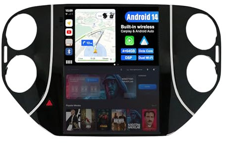 BXLIYER Android 14 Autoradio Per VW Tiguan (2010-2015) Radio GPS Nvaigation - 4G+64G - Integrato DSP/Carplay/Android Auto - Camera + MIC - DAB Volante WIFI 360-CAM Fast- Boot - IPS 9.7 Pollici 2 Din