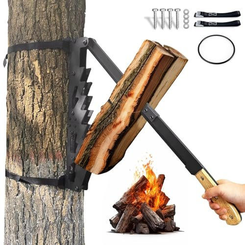 2-in-1 Wall Mounted Kindling Splitter for Wood Portable Metal Manual Fire Wood Kindling Splitter Hand Sturdy Firewood Cutter Heavy Duty Firewood Log Splitter Crackers Wedge for Indoor or Outdoor
