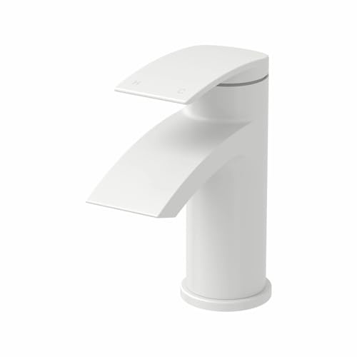 Architeckt® Osmo Bathroom Cloakroom Basin Sink Mixer Tap Modern Mono Square Single Lever Handle Faucet for Sinks, Matt White